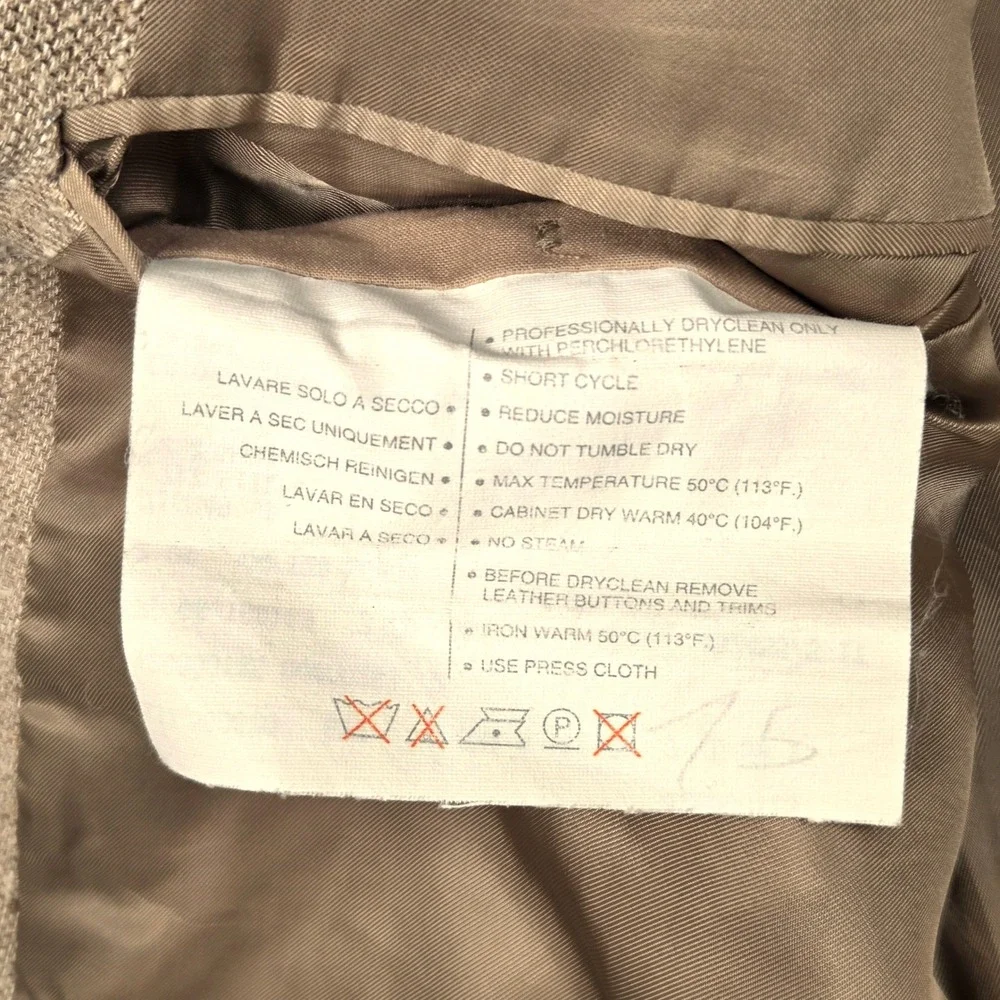 Ermenegildo Zegna Sport Coat Mens 48 L Tan Silk Wool Slub Blazer Made in Italy